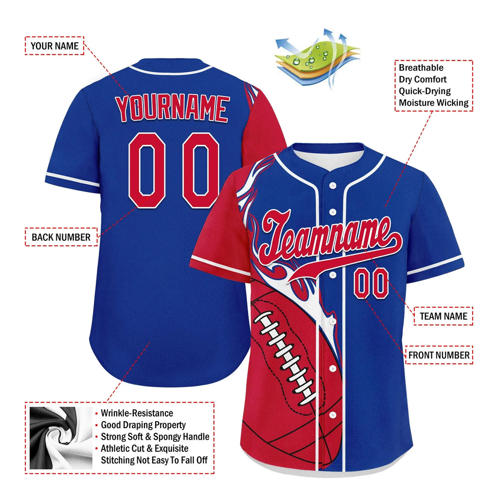 Custom Blue Red Classic Style Personalized Authentic Baseball Jersey UN002-D0b0a00-e - Coolcustomize