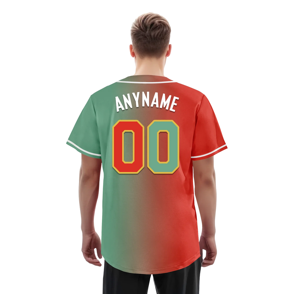 Custom Red Green Gradient Fashion Personalized Authentic Baseball Jersey BSBJ01-D0a7a09 - Coolcustomize