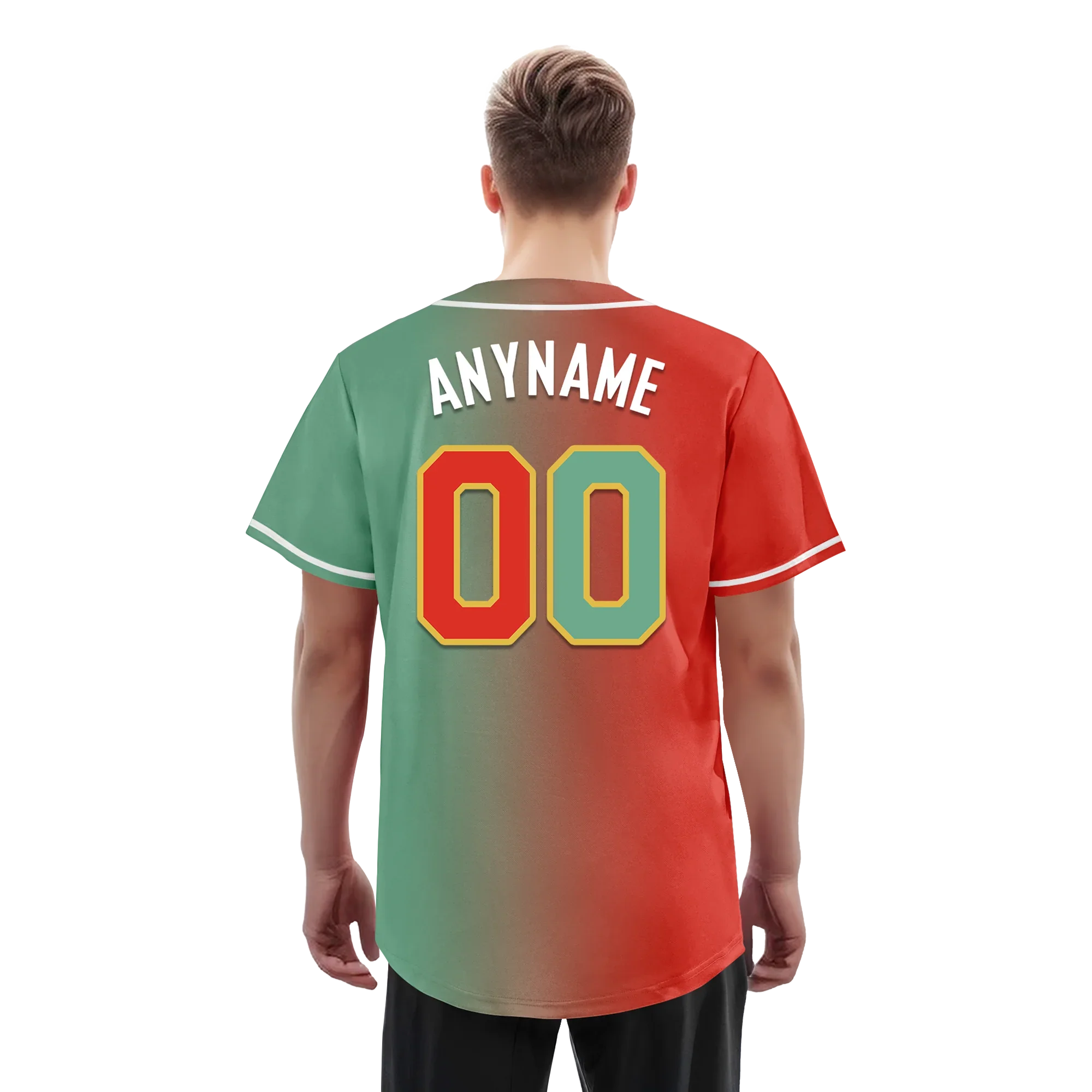 Custom Red Green Gradient Fashion Personalized Authentic Baseball Jersey BSBJ01-D0a7a09 - Coolcustomize