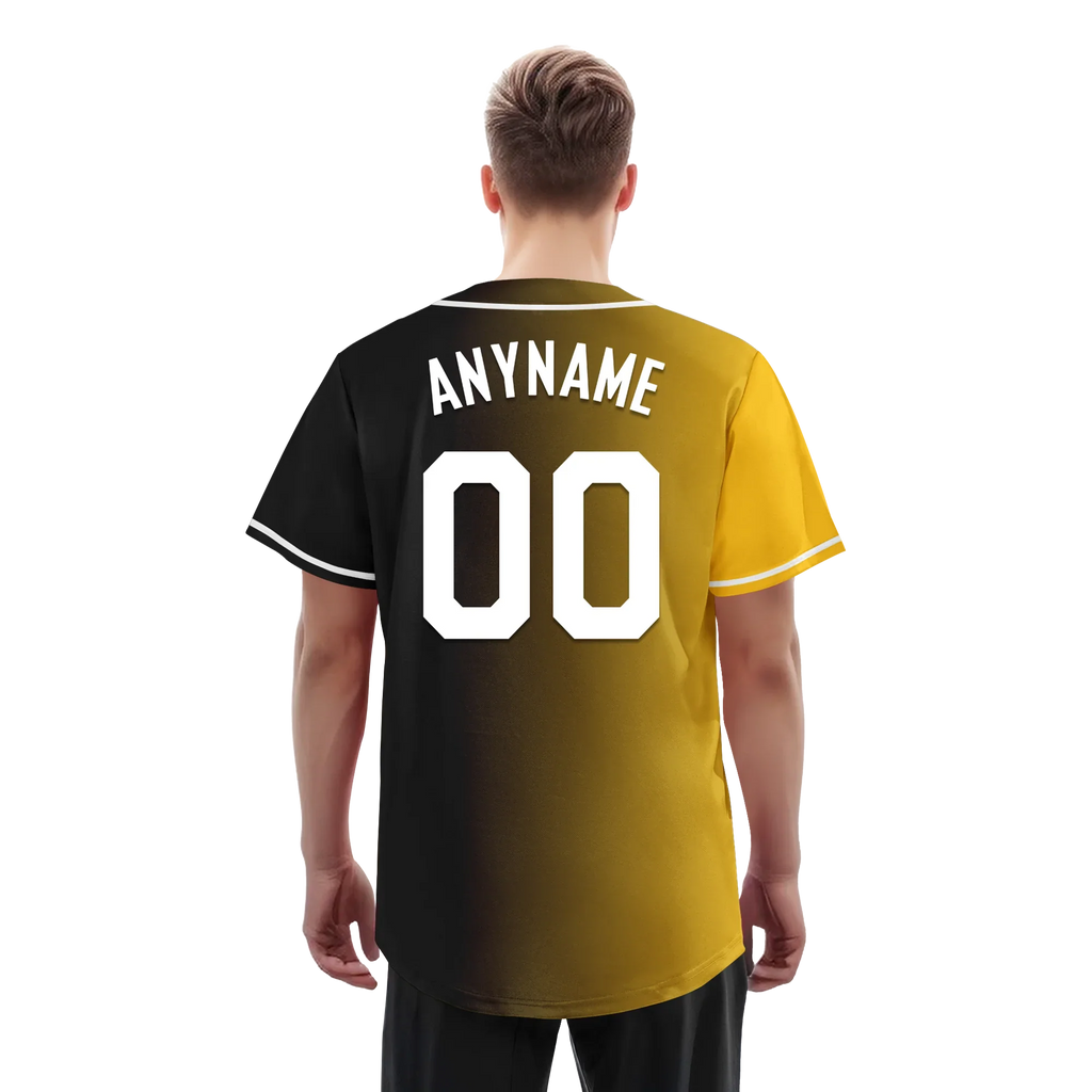 Custom Yellow Black Gradient Fashion Personalized Authentic Baseball Jersey BSBJ01-D0a7a00 - Coolcustomize