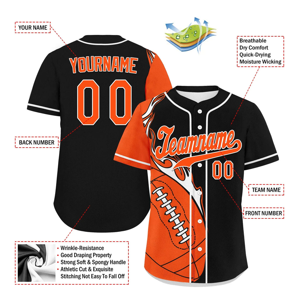 Custom Black Orange Classic Style Personalized Authentic Baseball Jersey UN002-D0b0a00-7 - Coolcustomize
