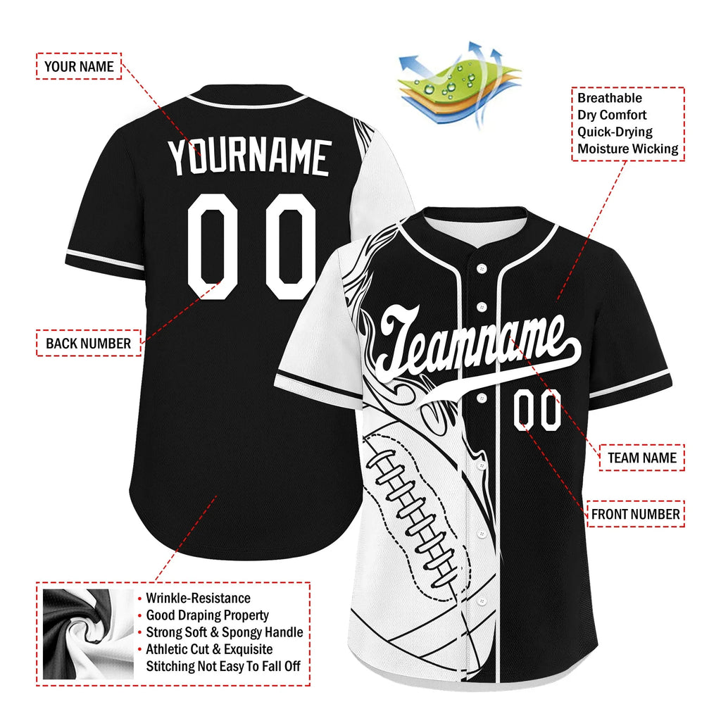 Custom Black White Classic Style Personalized Authentic Baseball Jersey UN002-D0b0a00-a9 - Coolcustomize