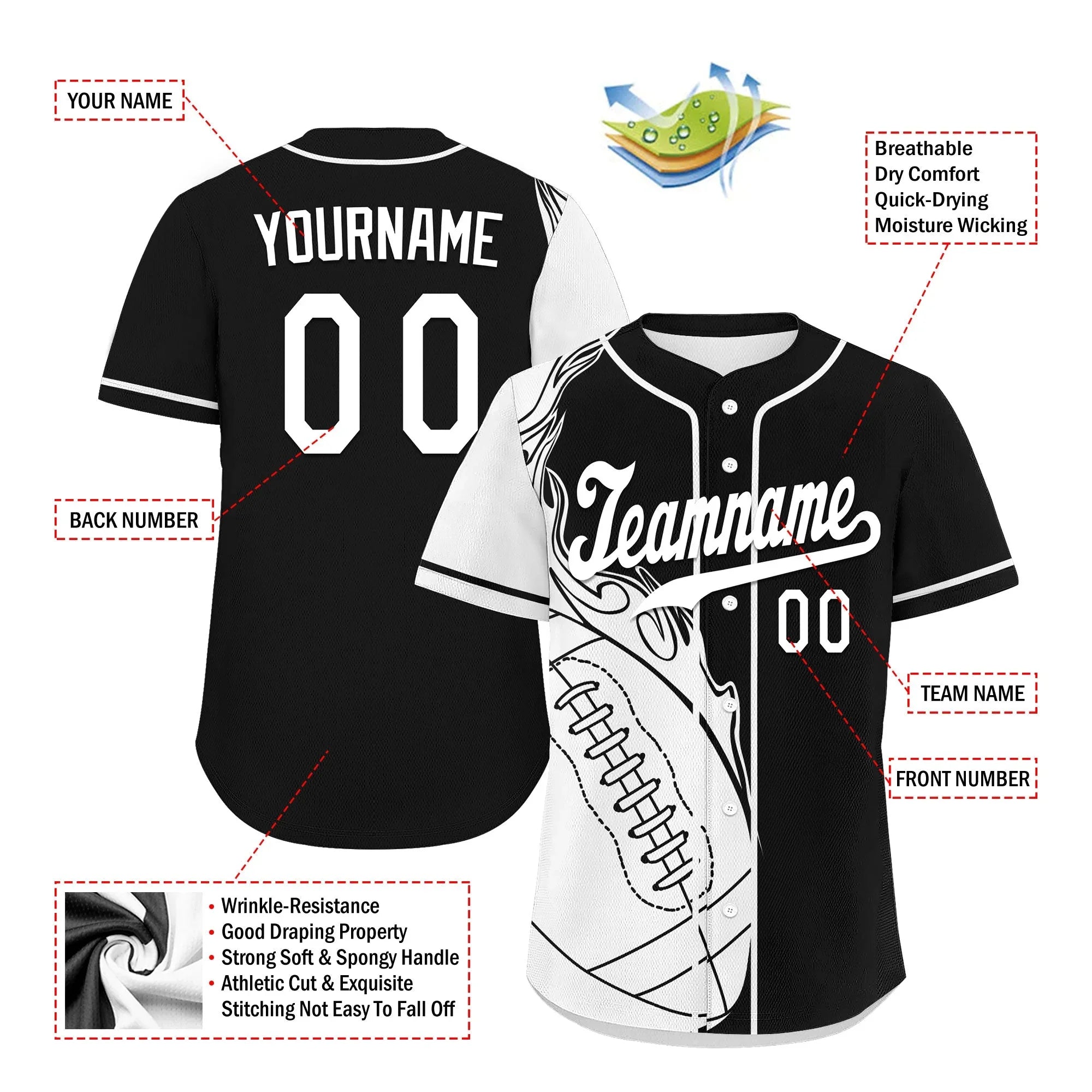 Custom Black White Classic Style Personalized Authentic Baseball Jersey UN002-D0b0a00-a9 - Coolcustomize