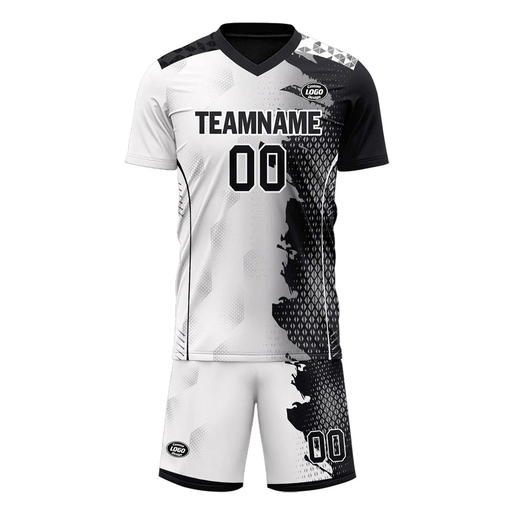 Custom Black White Soccer Sets Jersey Personalized SCJ101-D020210-2 - Coolcustomize