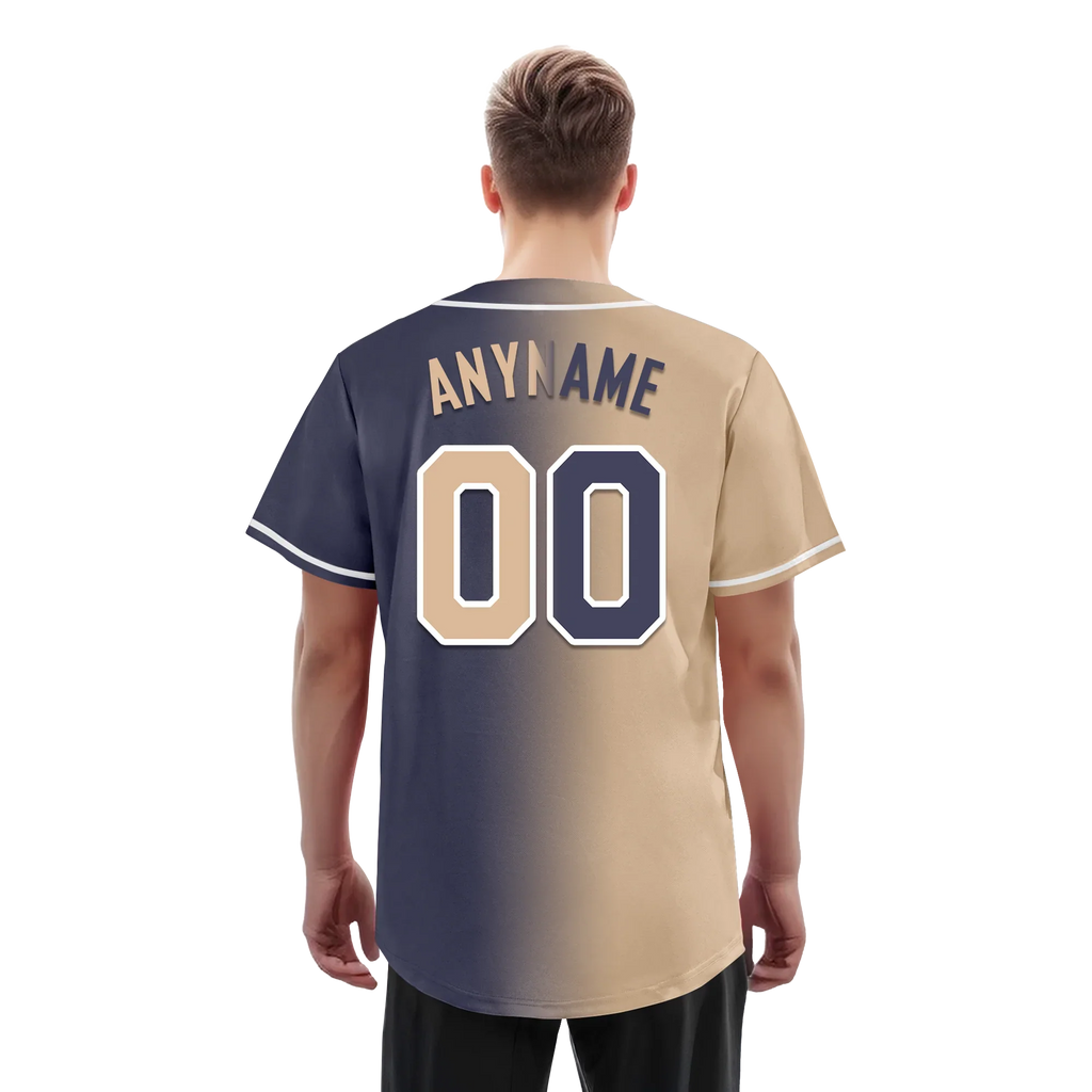 Custom Beige Blue Gradient Fashion Personalized Authentic Baseball Jersey BSBJ01-D0a7080 - Coolcustomize