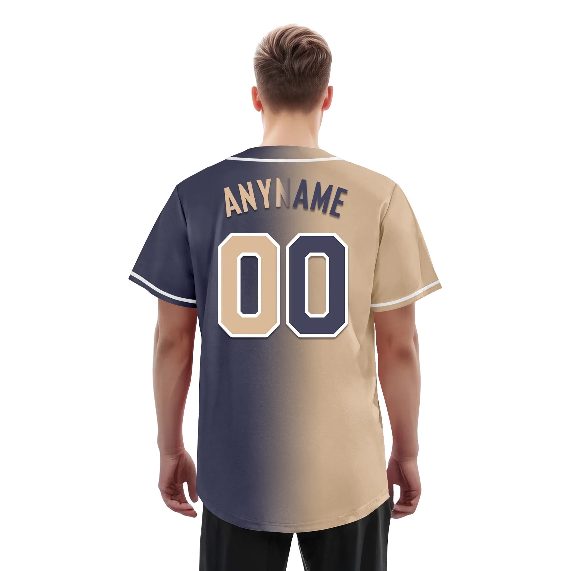 Custom Beige Blue Gradient Fashion Personalized Authentic Baseball Jersey BSBJ01-D0a7080 - Coolcustomize