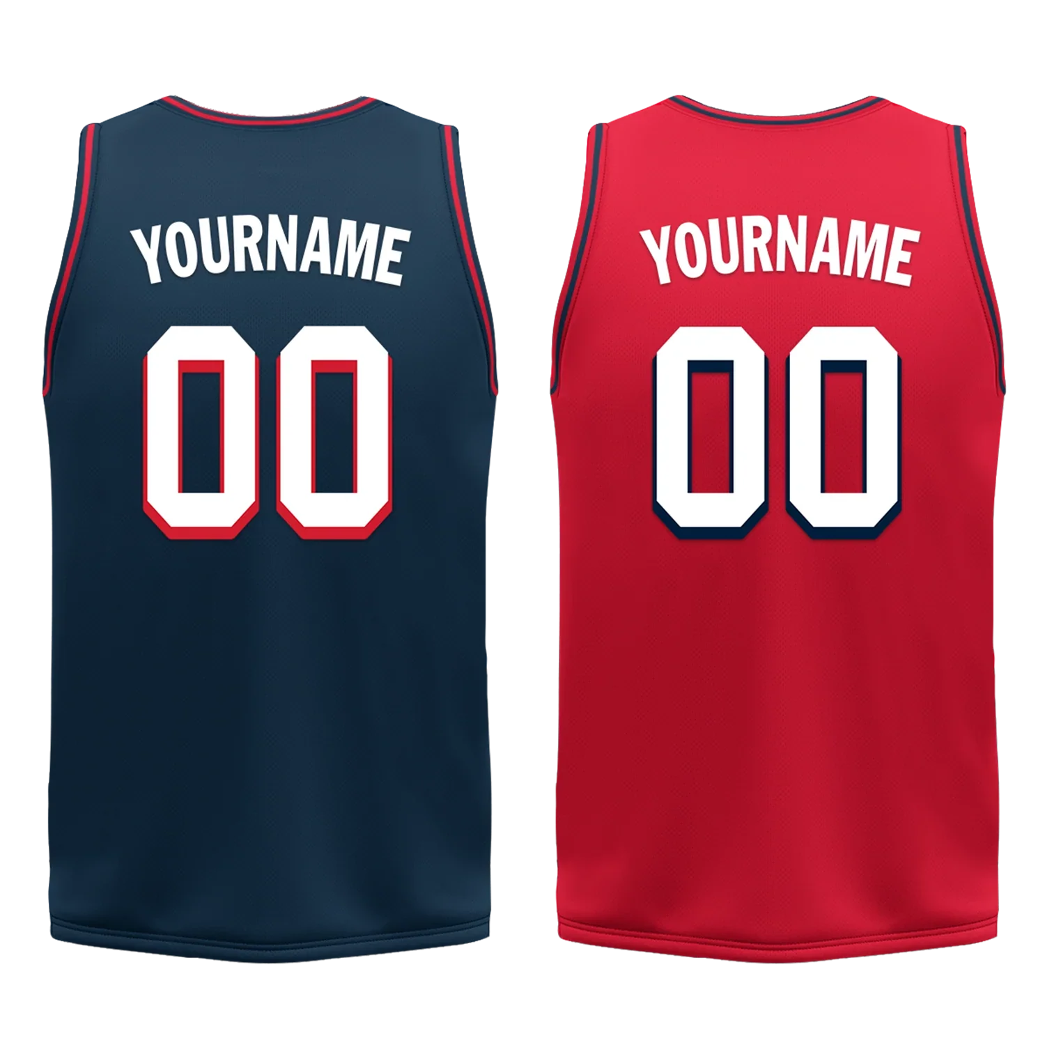 Custom Blue Red Classic Style Reversible Basketball Uniform Personalized COOLMAX BBJR-D017021 - Coolcustomize