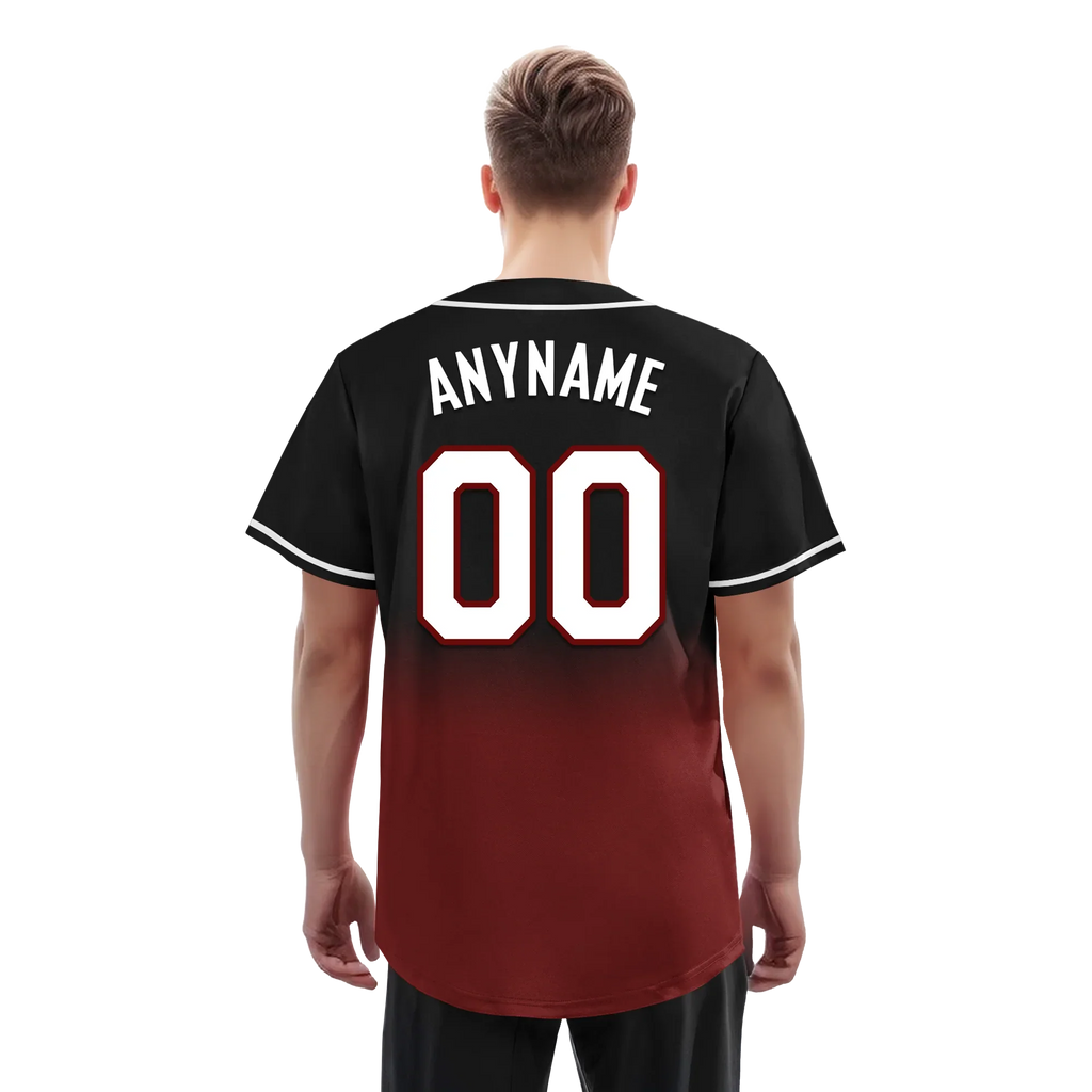 Custom Black Red Fade Fashion Personalized Authentic Baseball Jersey BSBJ01-D0a70f0 - Coolcustomize