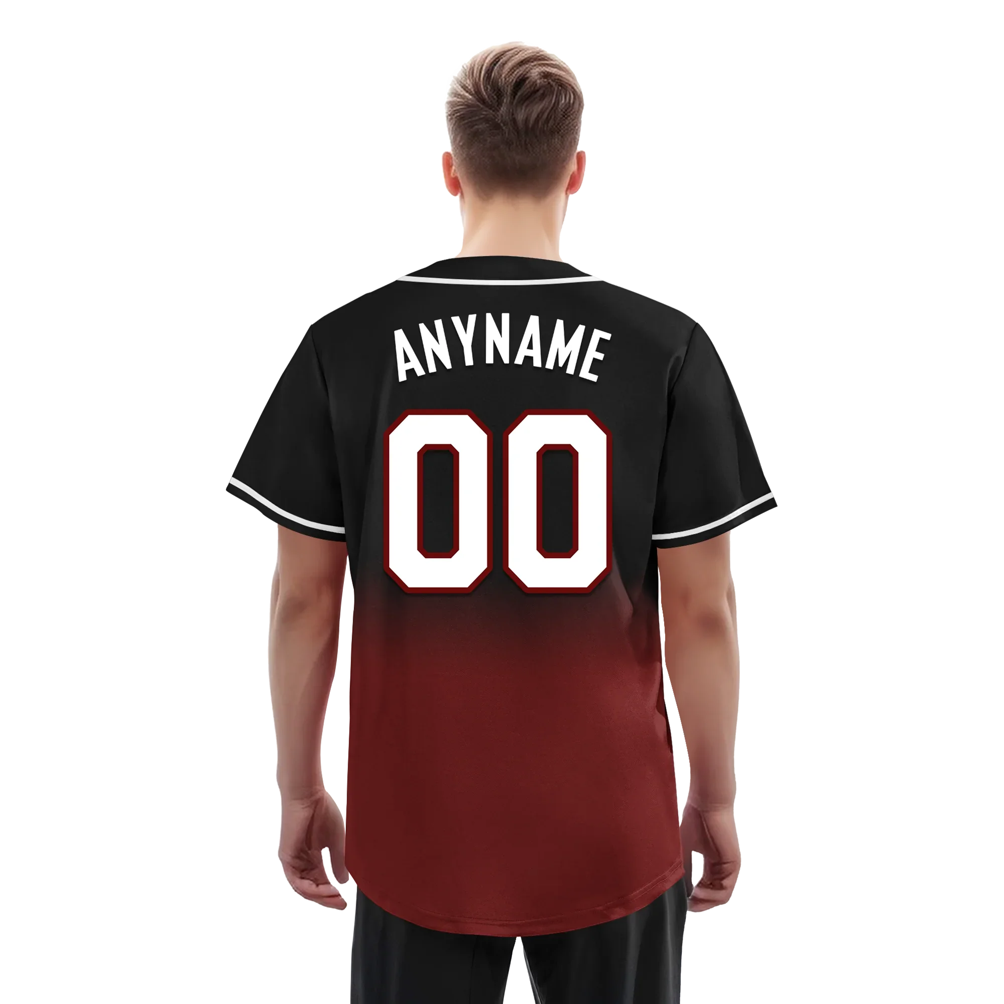 Custom Black Red Fade Fashion Personalized Authentic Baseball Jersey BSBJ01-D0a70f0 - Coolcustomize