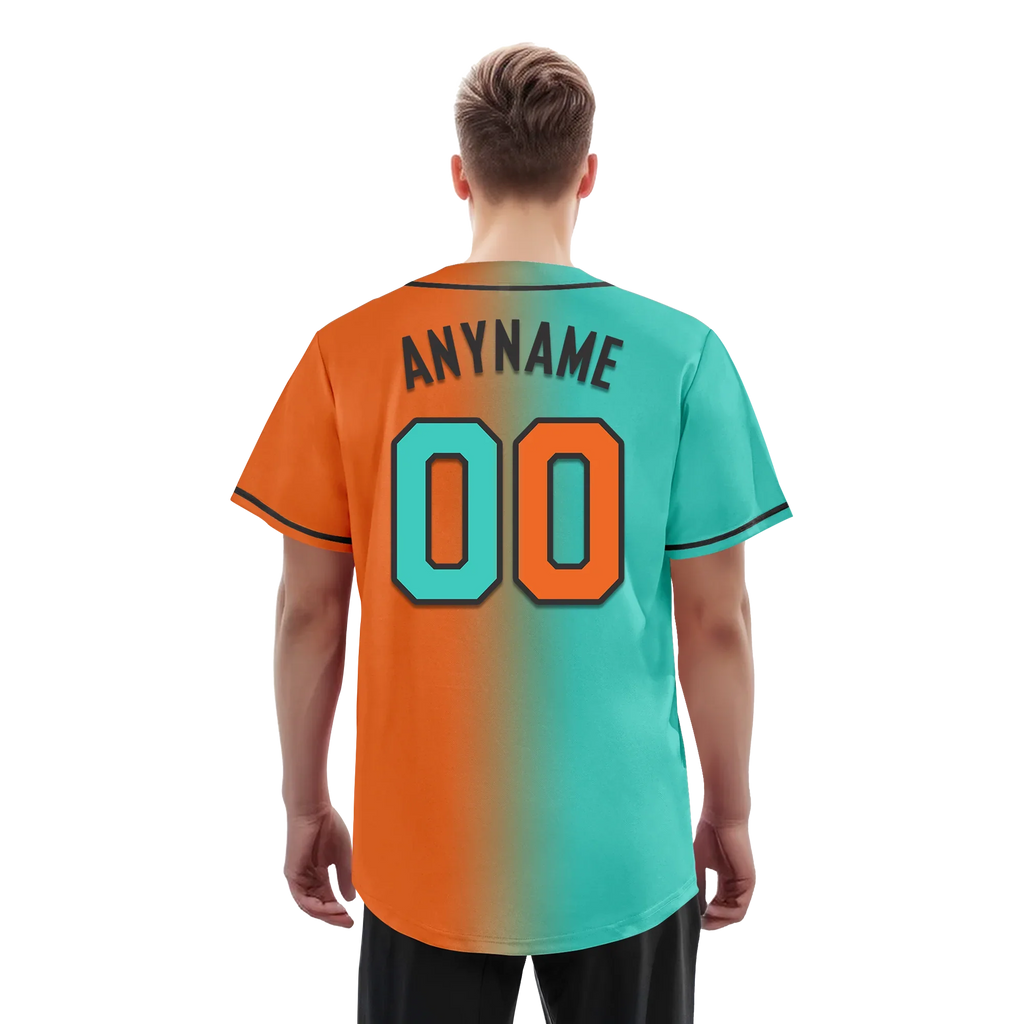 Custom Cyan Orange Gradient Fashion Personalized Authentic Baseball Jersey BSBJ01-D0a7087 - Coolcustomize