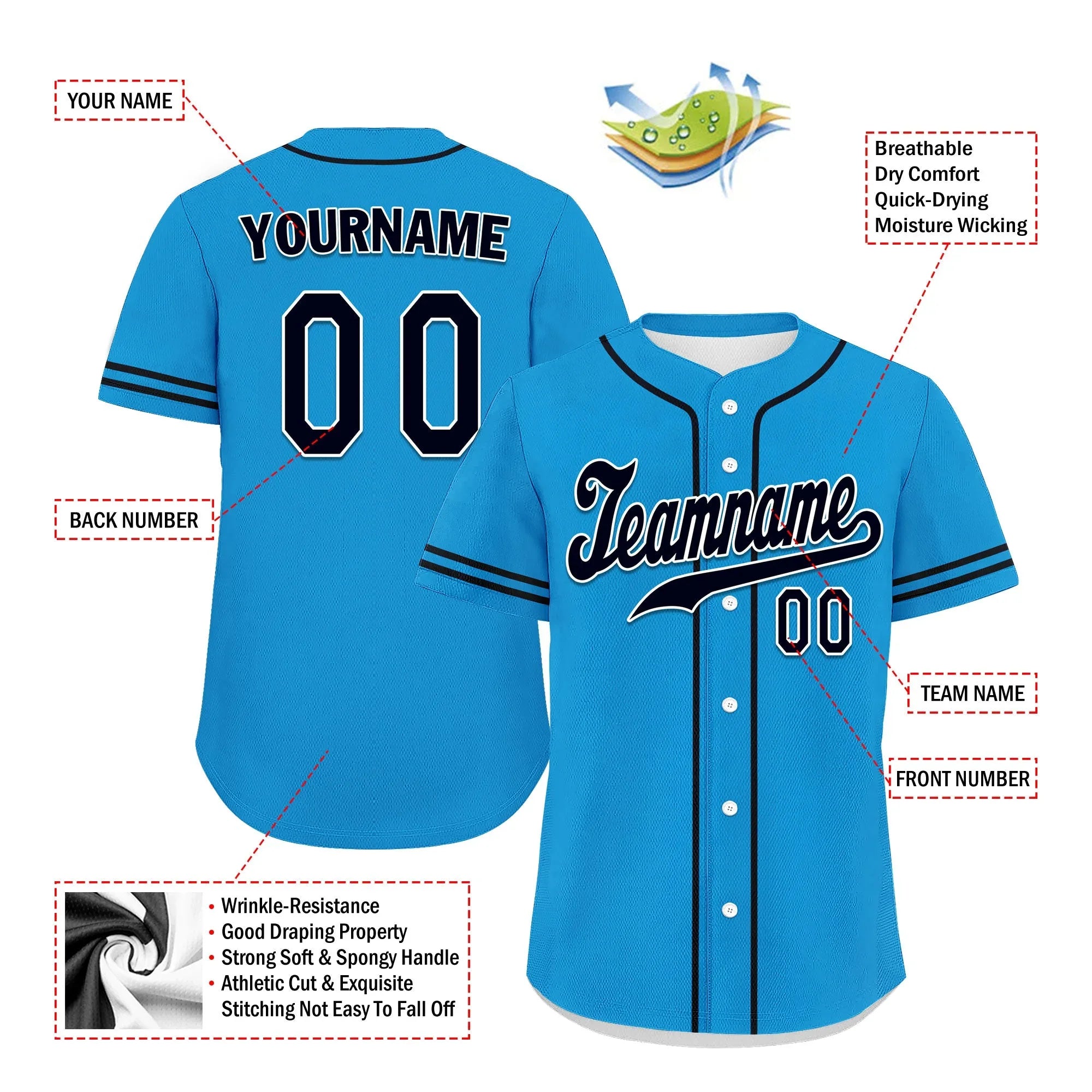 Custom Blue Classic Style Black Personalized Authentic Baseball Jersey UN002-bd0b00d8-bc - Coolcustomize