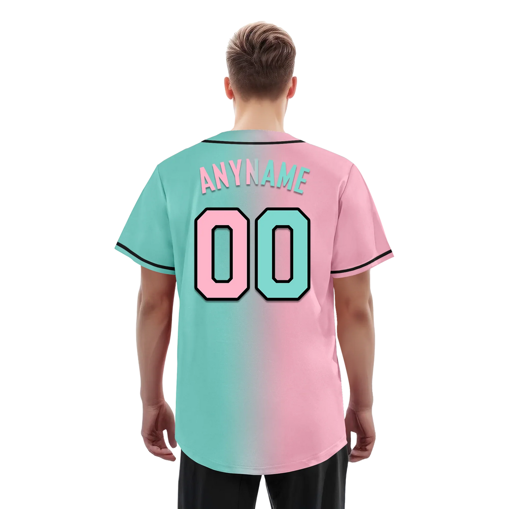 Custom Pink Cyan Gradient Fashion Personalized Authentic Baseball Jersey BSBJ01-D0a708b - Coolcustomize