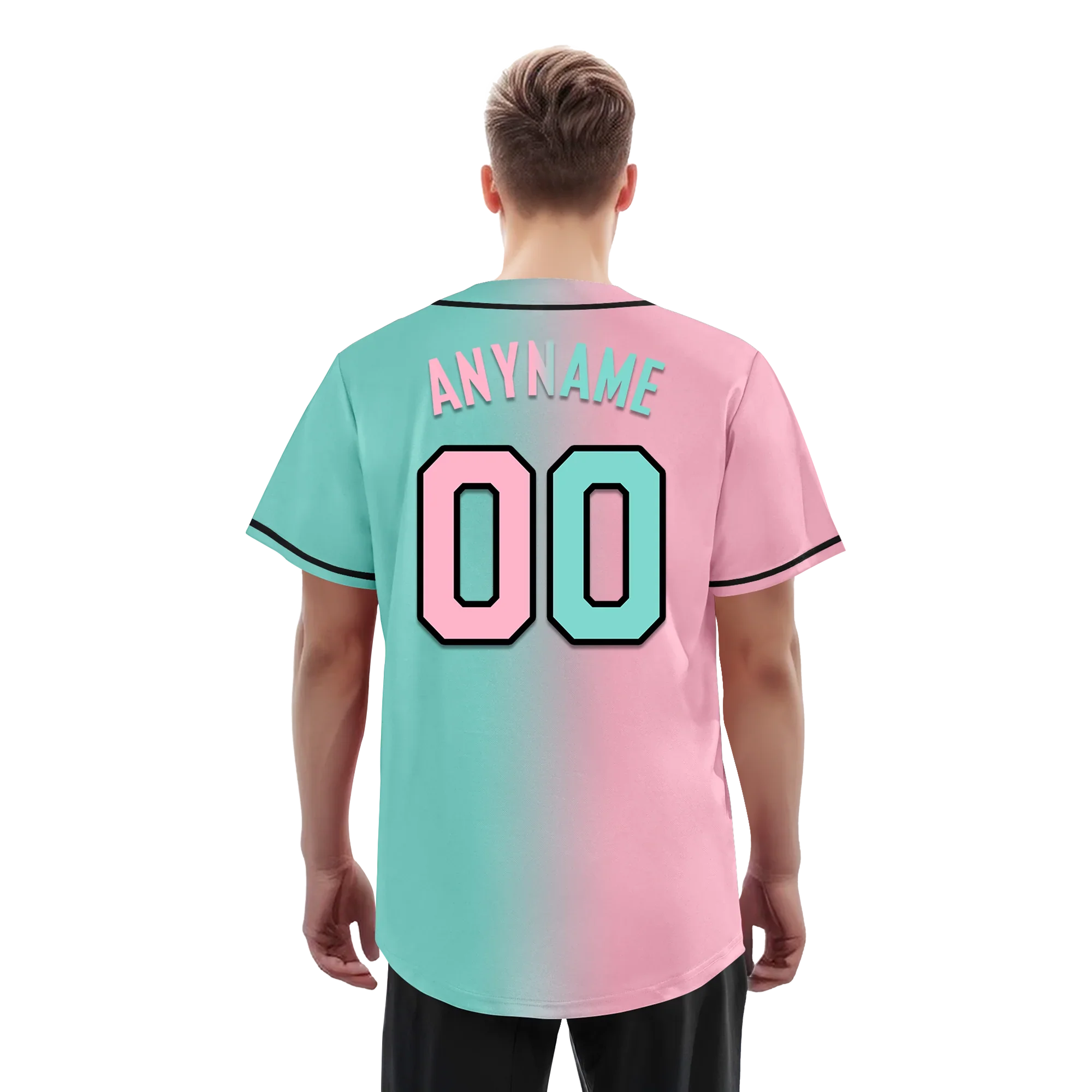 Custom Pink Cyan Gradient Fashion Personalized Authentic Baseball Jersey BSBJ01-D0a708b - Coolcustomize
