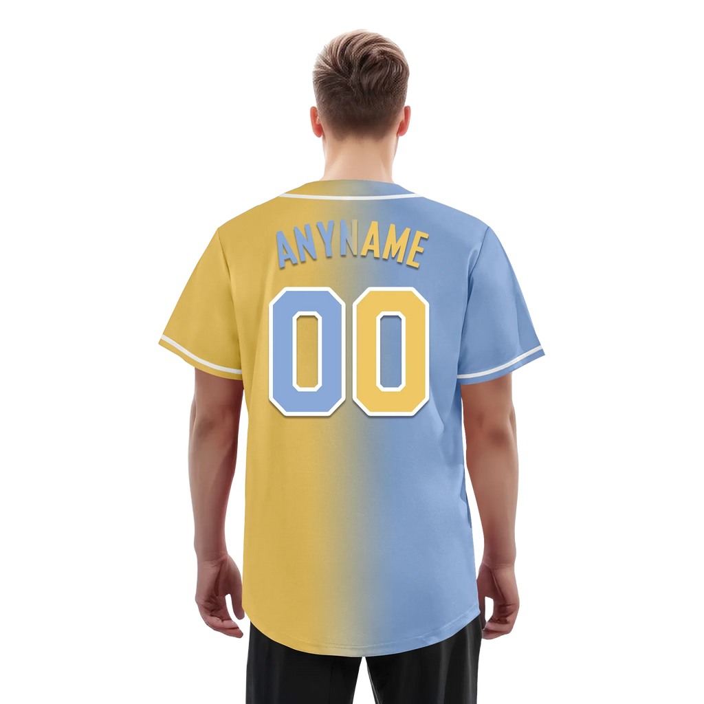 Custom Blue Yellow Gradient Fashion Personalized Authentic Baseball Jersey BSBJ01-D0a7079 - Coolcustomize