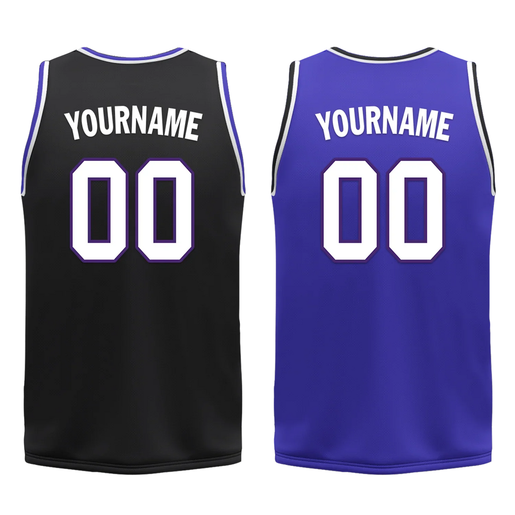 Custom Black Blue Classic Style Reversible Basketball Uniform Personalized COOLMAX BBJR-D017036 - Coolcustomize
