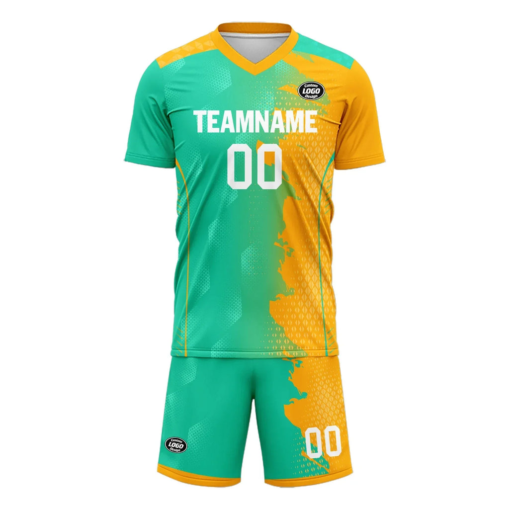 Custom Green Yellow Soccer Sets Jersey Personalized SCJ101-D020210-6 - Coolcustomize