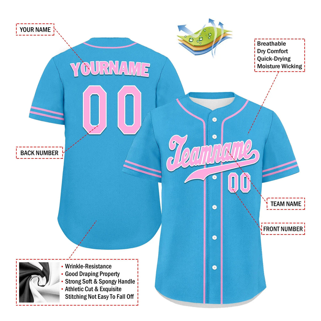 Custom Blue Classic Style Pink Personalized Authentic Baseball Jersey UN002-bd0b00d8-cd - Coolcustomize