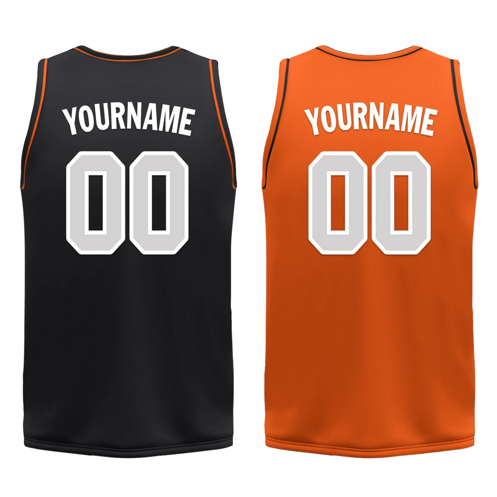 Custom Black Orange Classic Style Reversible Basketball Uniform Personalized COOLMAX BBJR-D017019 - Coolcustomize