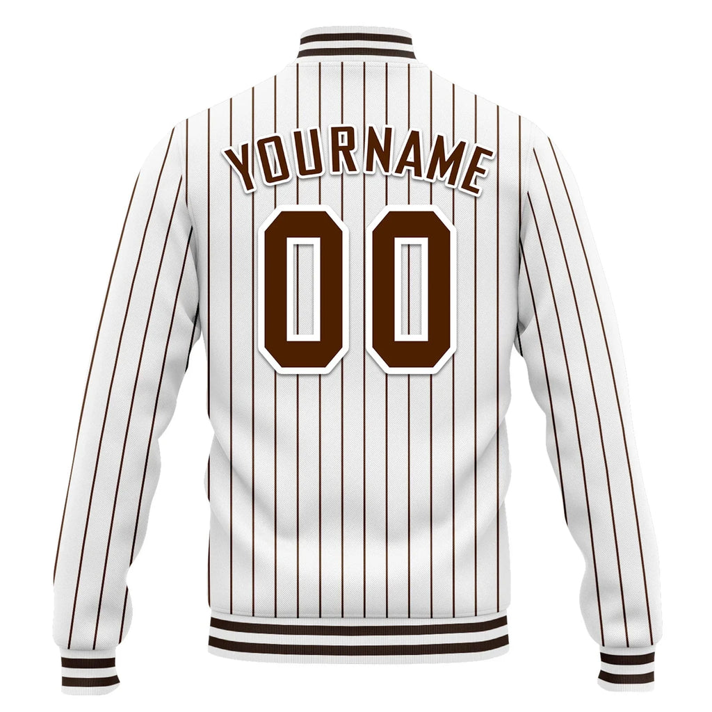 Custom Auburn White Stripe Fashion Jacket Bomber Full-Snap Varsity Letterman Personalized Jacket FZ005-D020219-24 - Coolcustomize