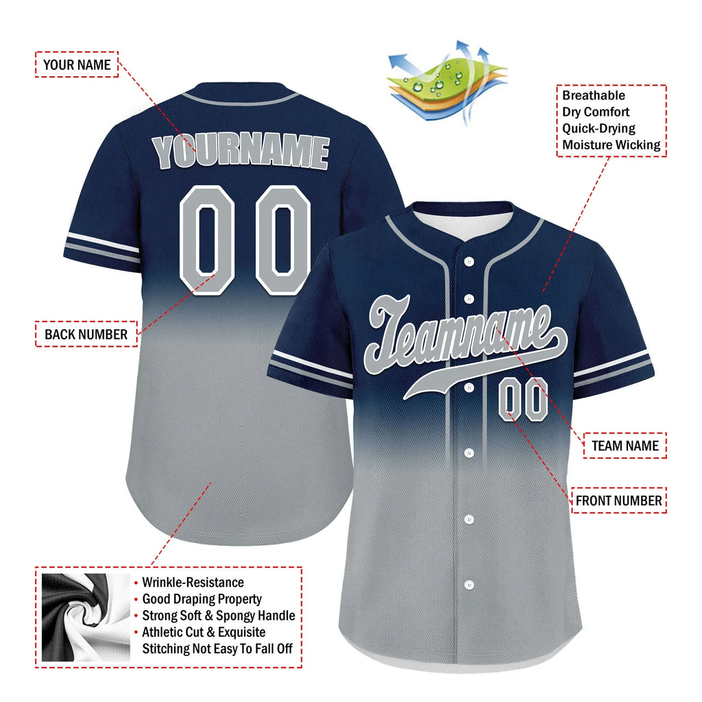 Custom Black Grey Fade Fashion Personalized Authentic Baseball Jersey UN002-bd0b007b-ad - Coolcustomize