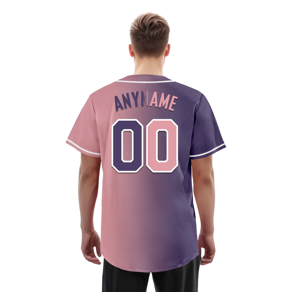 Custom Purple Pink Gradient Fashion Personalized Authentic Baseball Jersey BSBJ01-D0a7a0e - Coolcustomize
