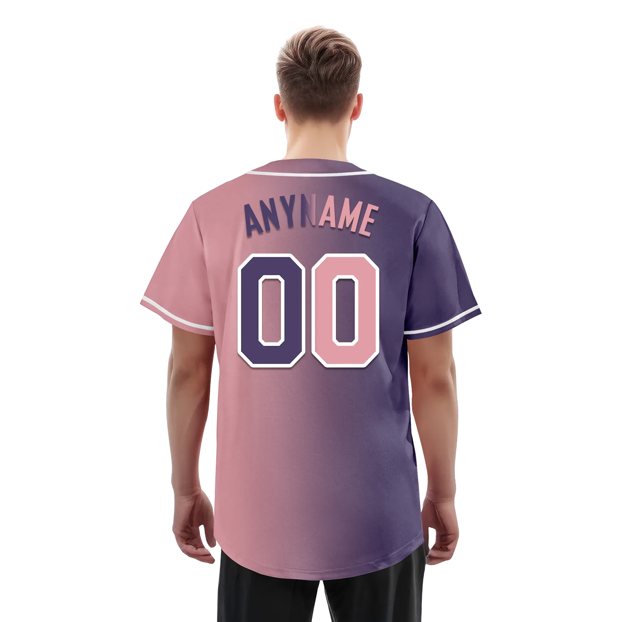 Custom Purple Pink Gradient Fashion Personalized Authentic Baseball Jersey BSBJ01-D0a7a0e - Coolcustomize