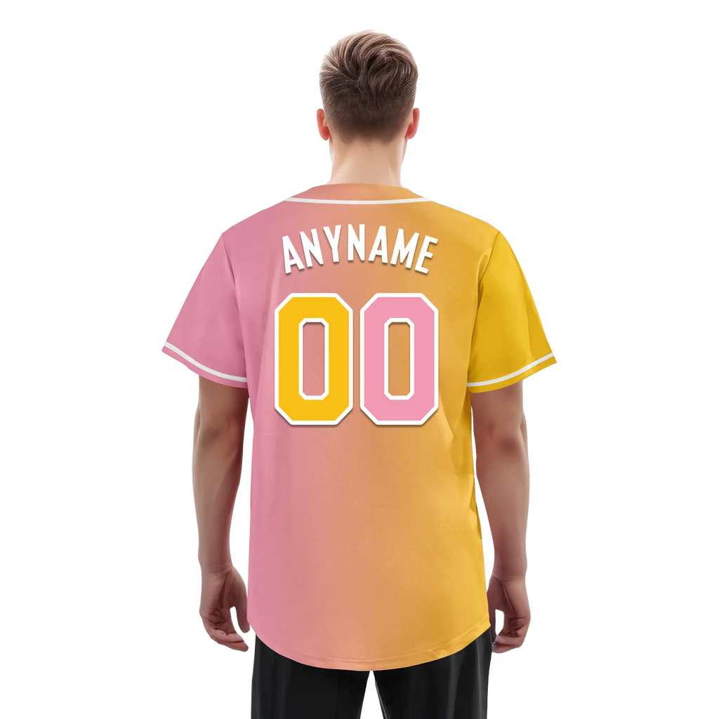 Custom Yellow Pink Gradient Fashion Personalized Authentic Baseball Jersey BSBJ01-D0a7aac - Coolcustomize