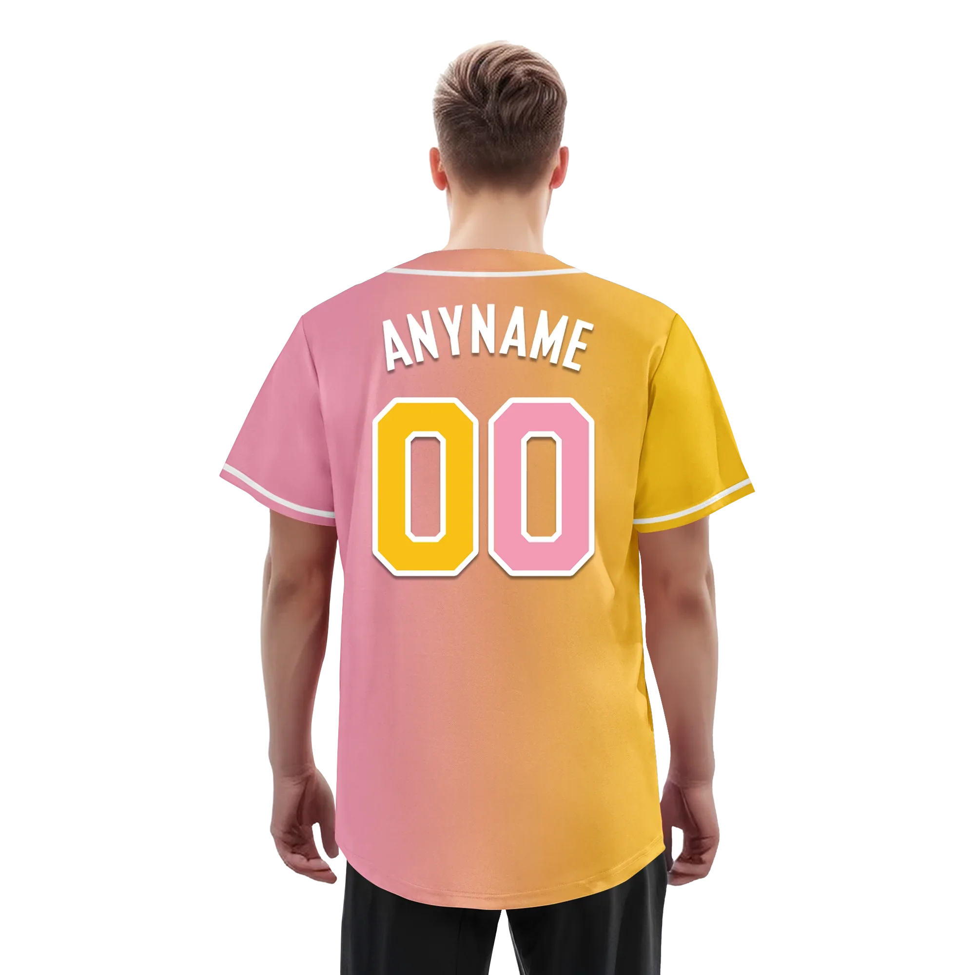 Custom Yellow Pink Gradient Fashion Personalized Authentic Baseball Jersey BSBJ01-D0a7aac - Coolcustomize