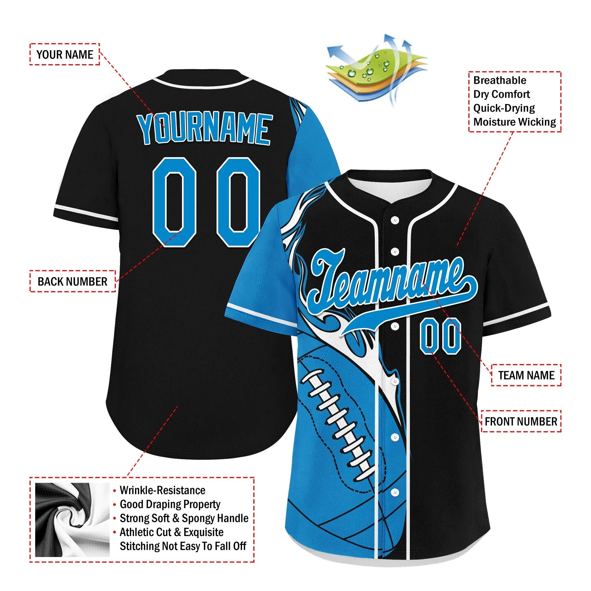 Custom Black Blue Classic Style Personalized Authentic Baseball Jersey UN002-D0b0a00-f - Coolcustomize