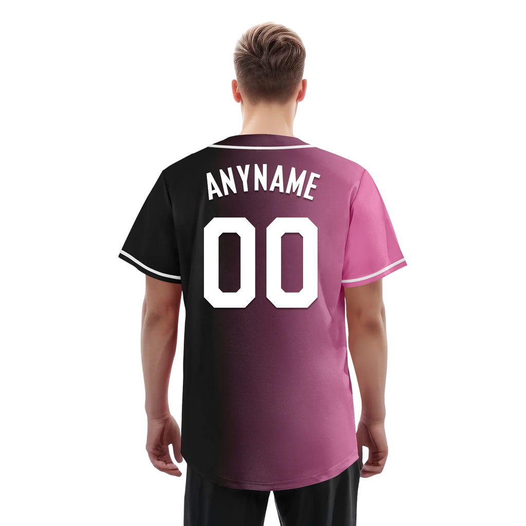 Custom Pink Black Gradient Fashion Personalized Authentic Baseball Jersey BSBJ01-D0a7099 - Coolcustomize