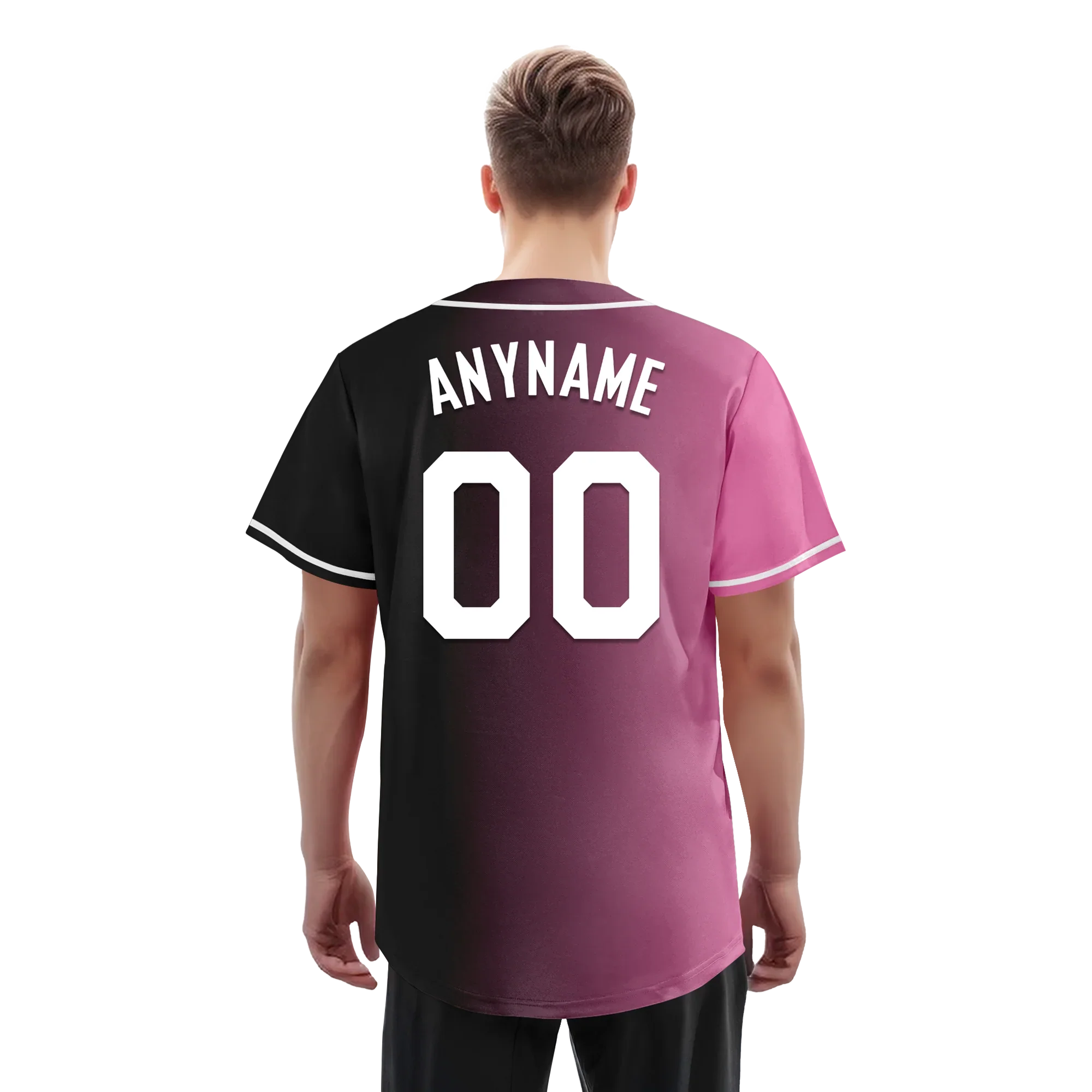 Custom Pink Black Gradient Fashion Personalized Authentic Baseball Jersey BSBJ01-D0a7099 - Coolcustomize