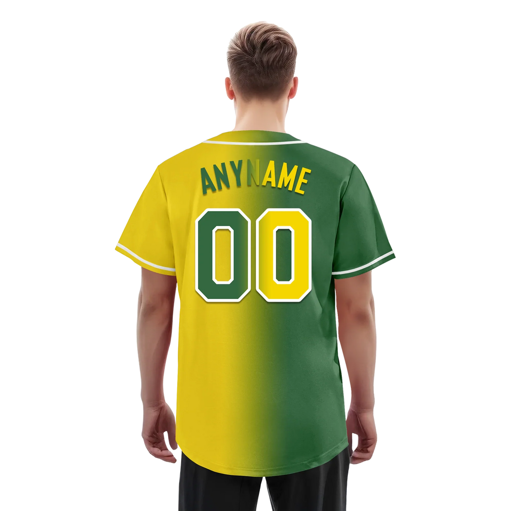 Custom Green Yellow Gradient Fashion Personalized Authentic Baseball Jersey BSBJ01-D0a707d - Coolcustomize