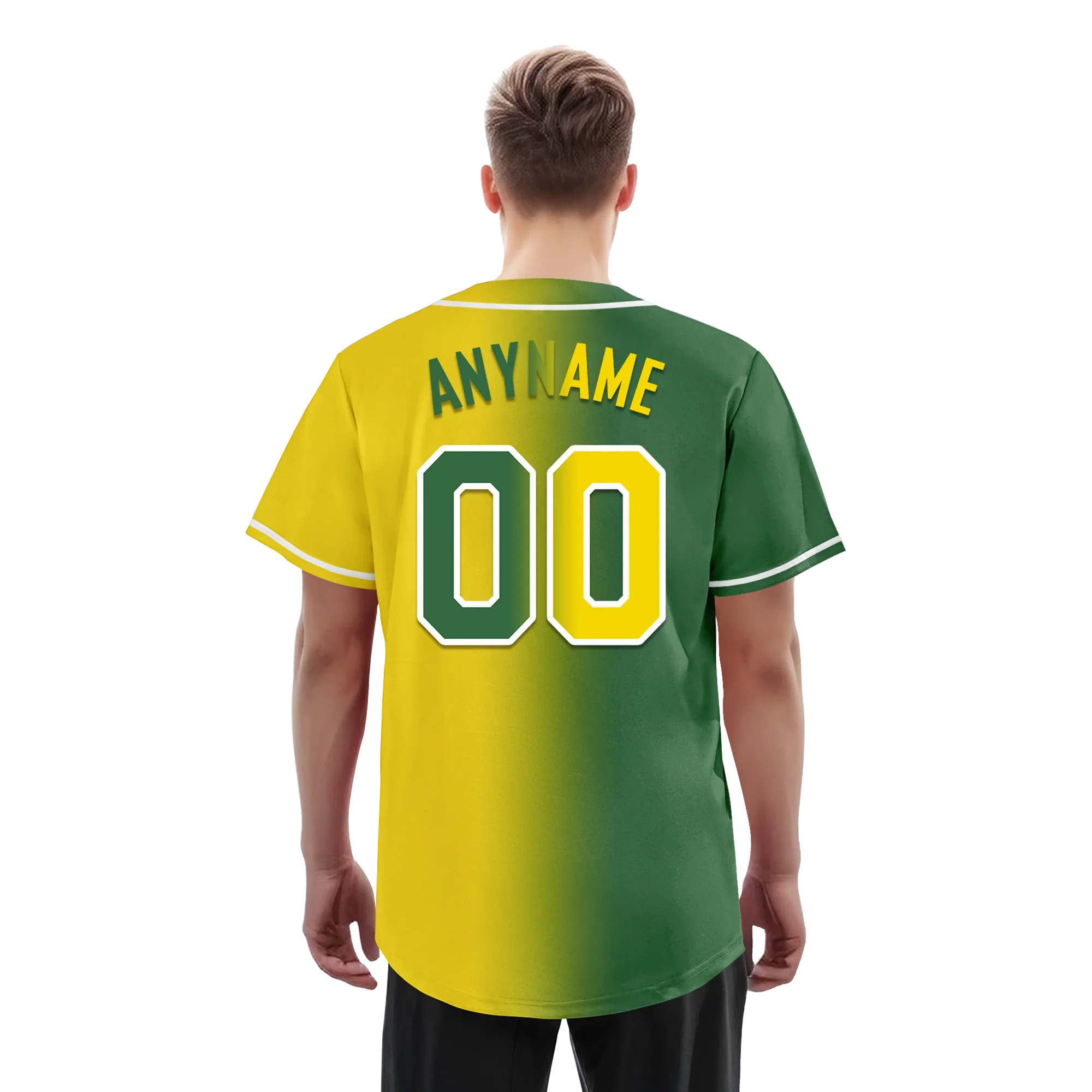 Custom Green Yellow Gradient Fashion Personalized Authentic Baseball Jersey BSBJ01-D0a707d - Coolcustomize