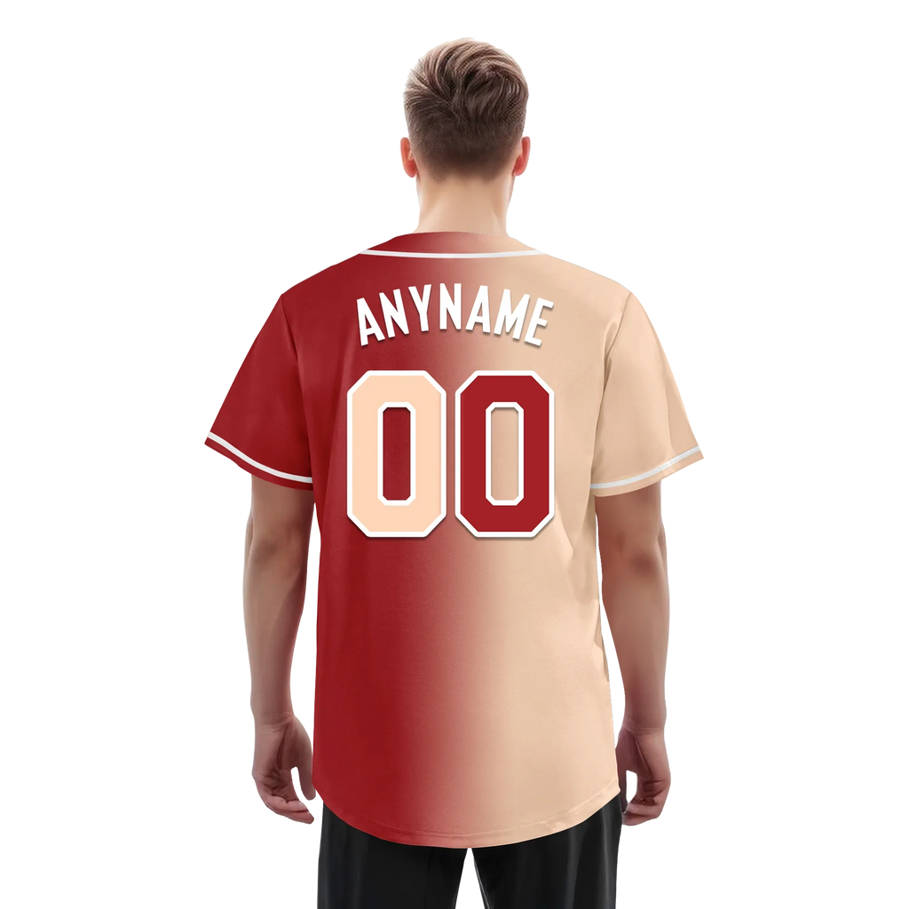 Custom Beige Red Gradient Fashion Personalized Authentic Baseball Jersey BSBJ01-D0a708f - Coolcustomize