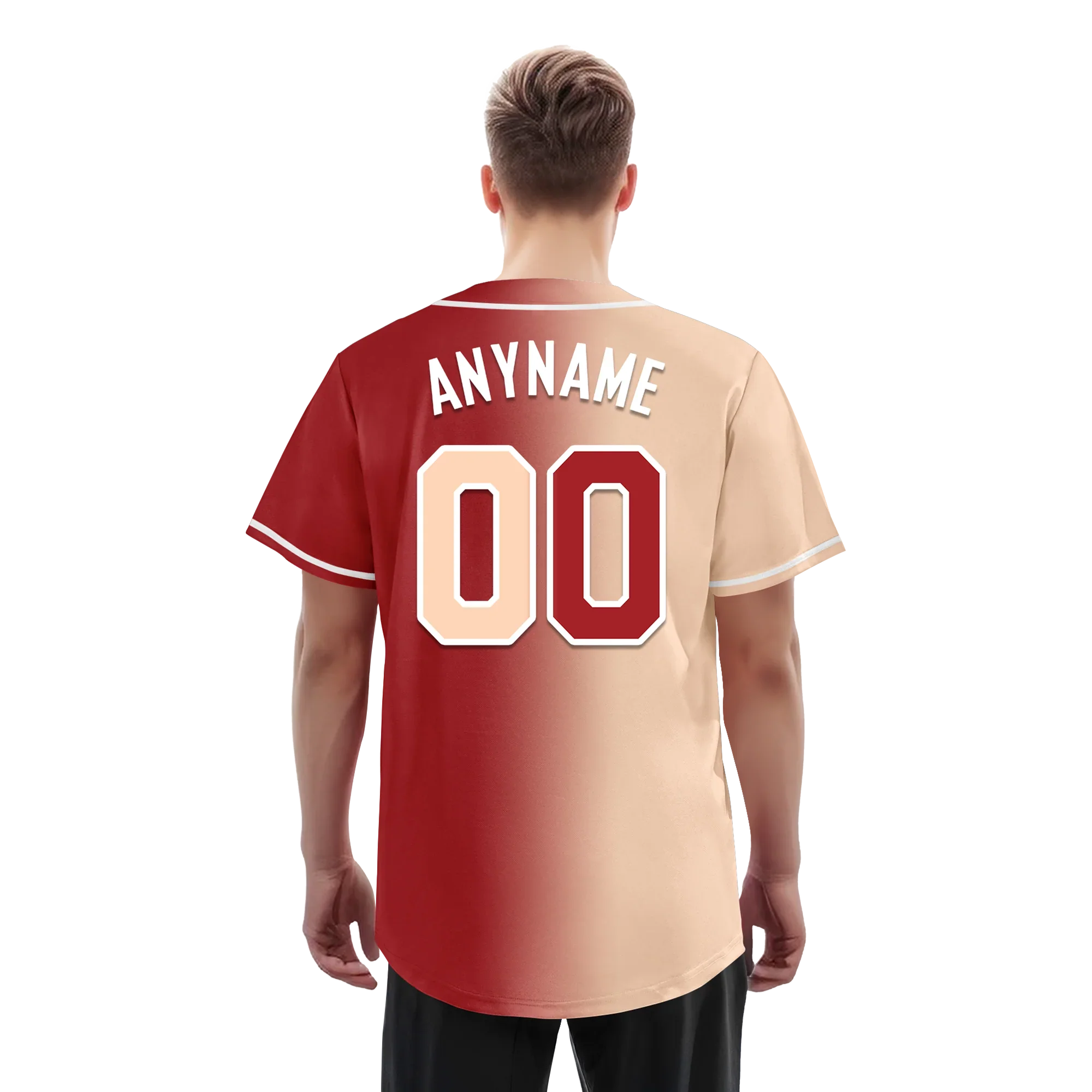 Custom Beige Red Gradient Fashion Personalized Authentic Baseball Jersey BSBJ01-D0a708f - Coolcustomize