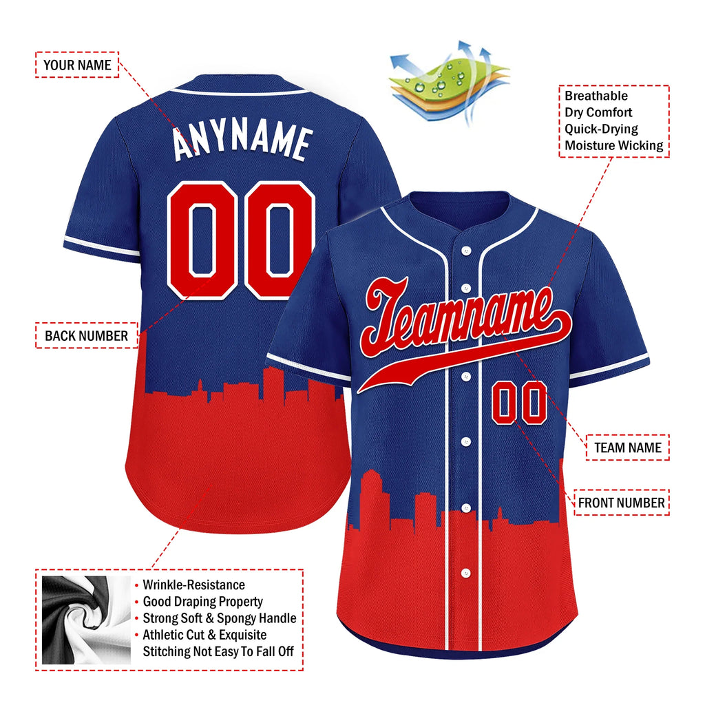 Custom Blue Red City Edition Personalized Authentic Baseball Jersey BSBJ01-D017136 - Coolcustomize