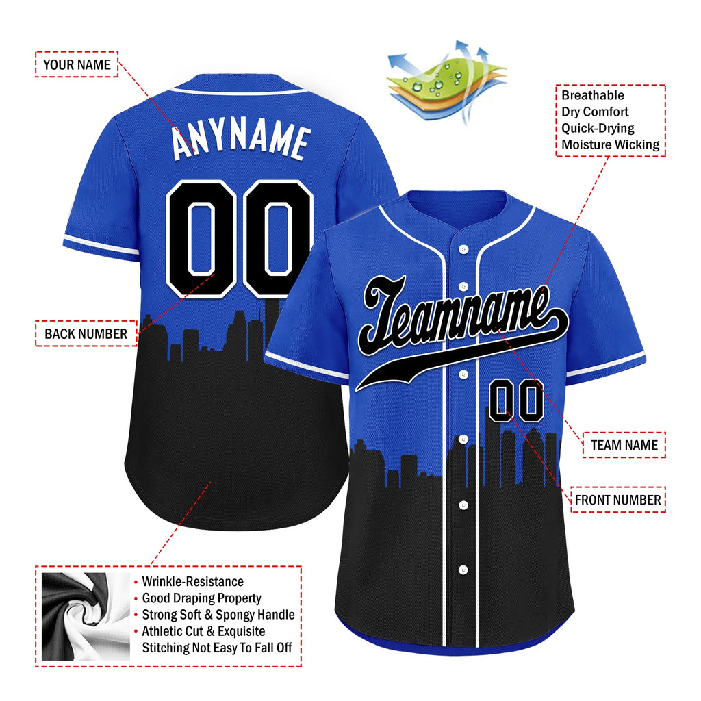 Custom Blue Black City Edition Personalized Authentic Baseball Jersey BSBJ01-D017127 - Coolcustomize