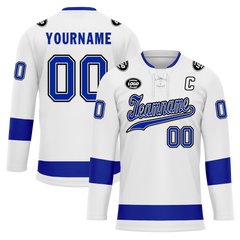 Custom White Blue Personalized Hockey Jersey HCKJ01-D0a70bb