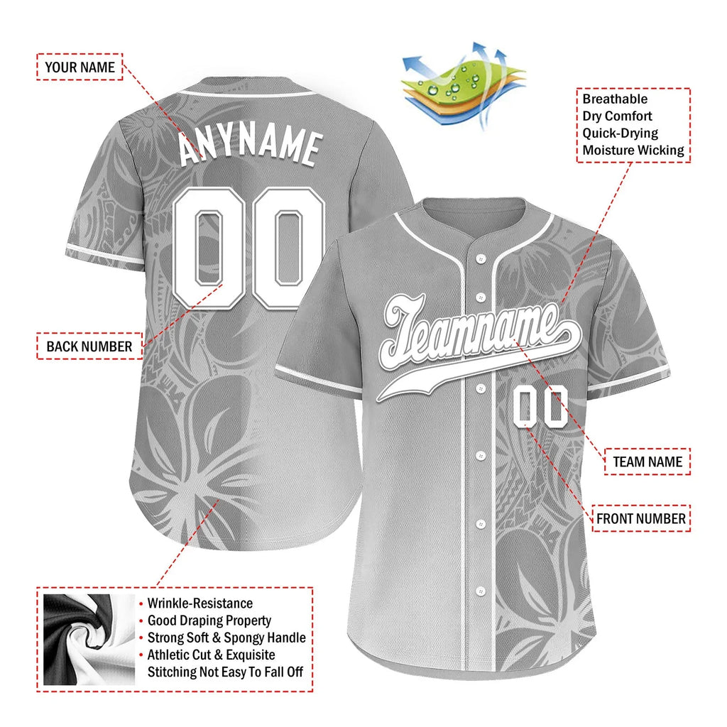Custom Gray Classic Style Personalized Authentic Baseball Jersey BSBJ01-D020160-8 - Coolcustomize