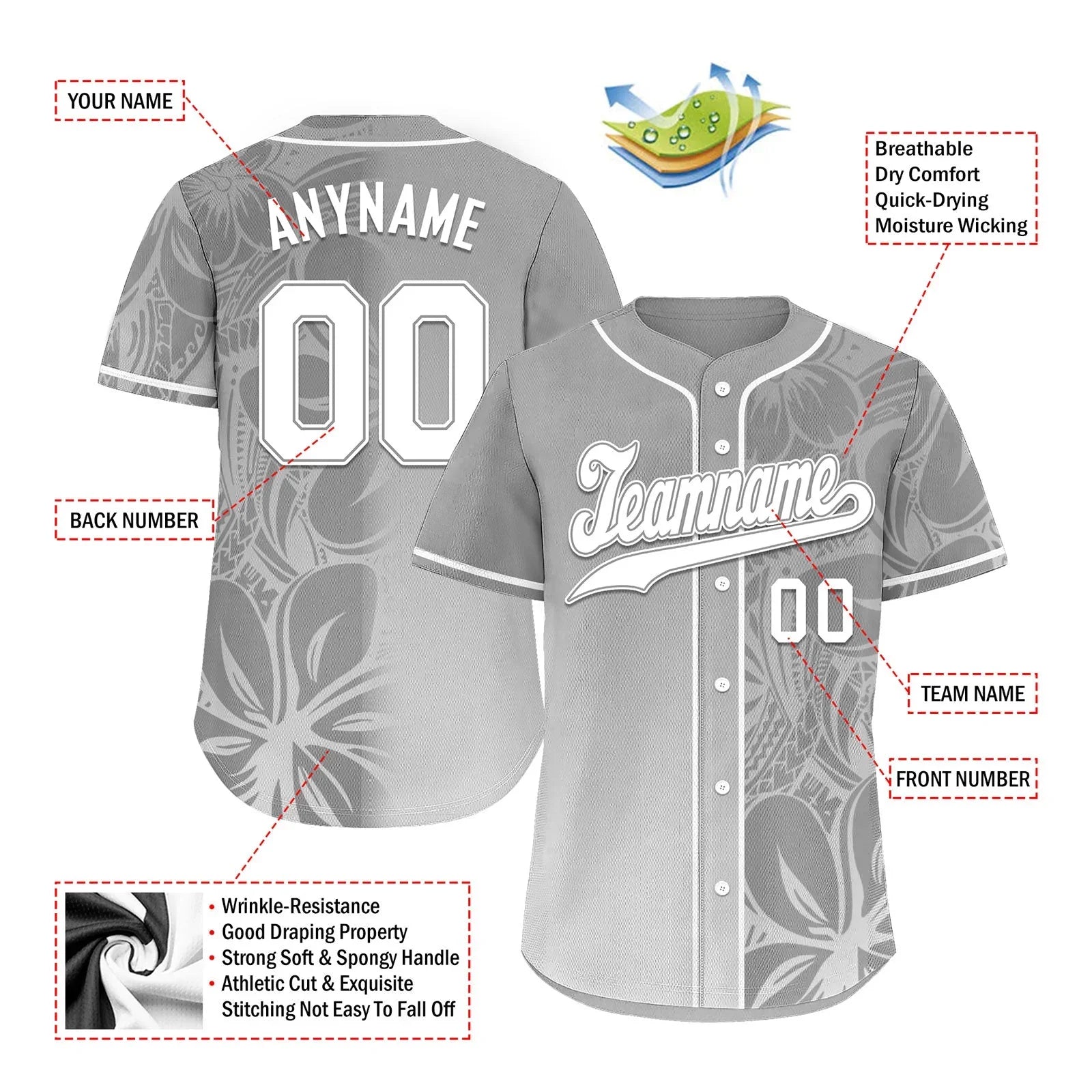 Custom Gray Classic Style Personalized Authentic Baseball Jersey BSBJ01-D020160-8 - Coolcustomize