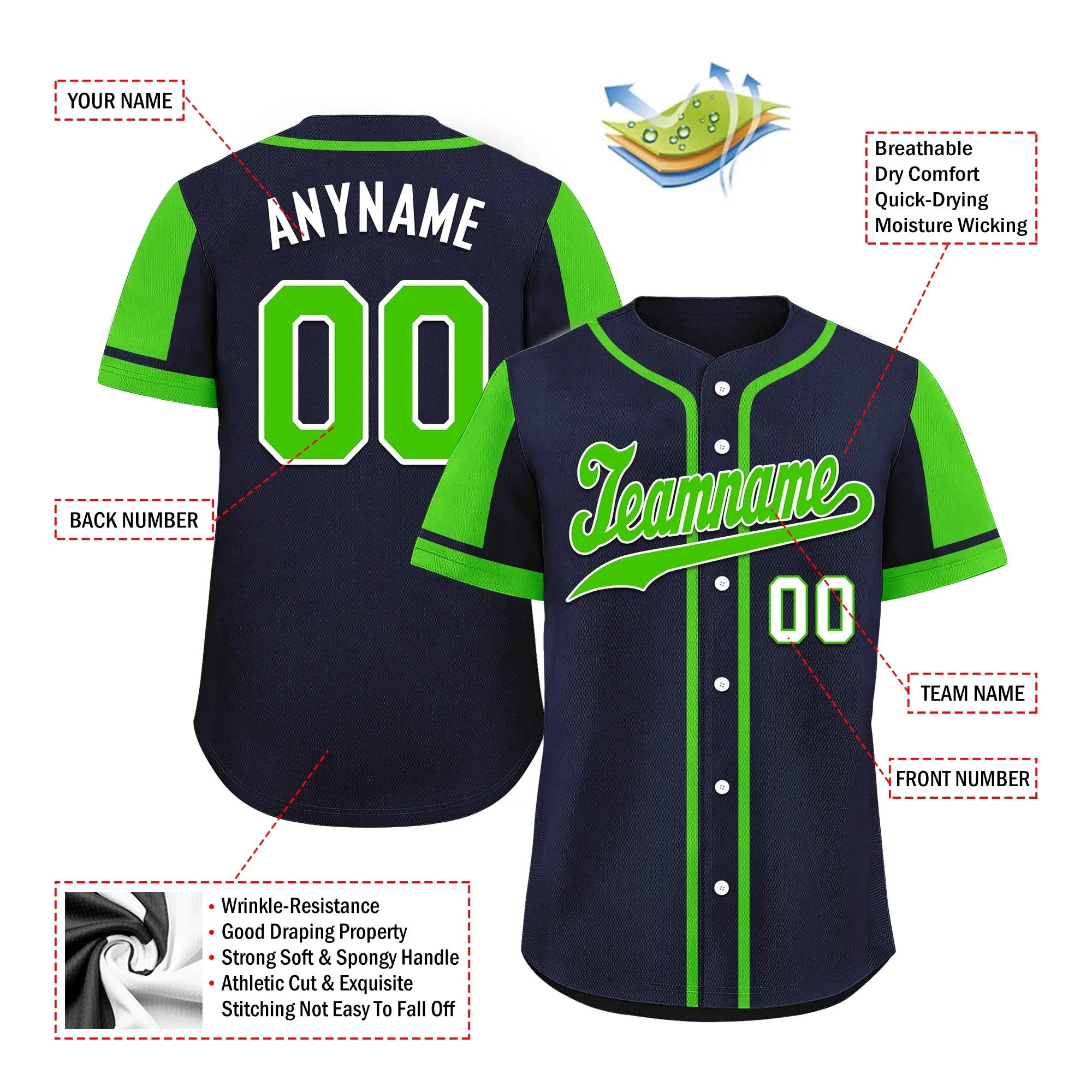 Custom Blue Green Raglan Sleeves Personalized Authentic Baseball Jersey BSBJ01-D017181 - Coolcustomize