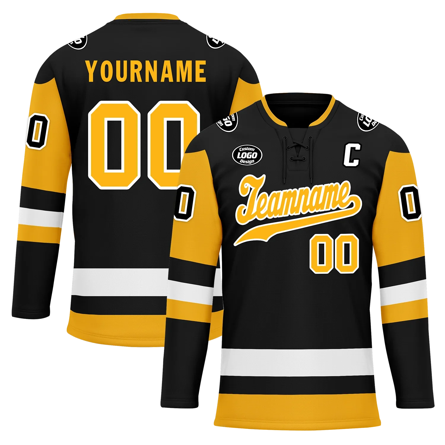 Custom Black Yellow Personalized Hockey Jersey HCKJ01-D0a7009 - Coolcustomize