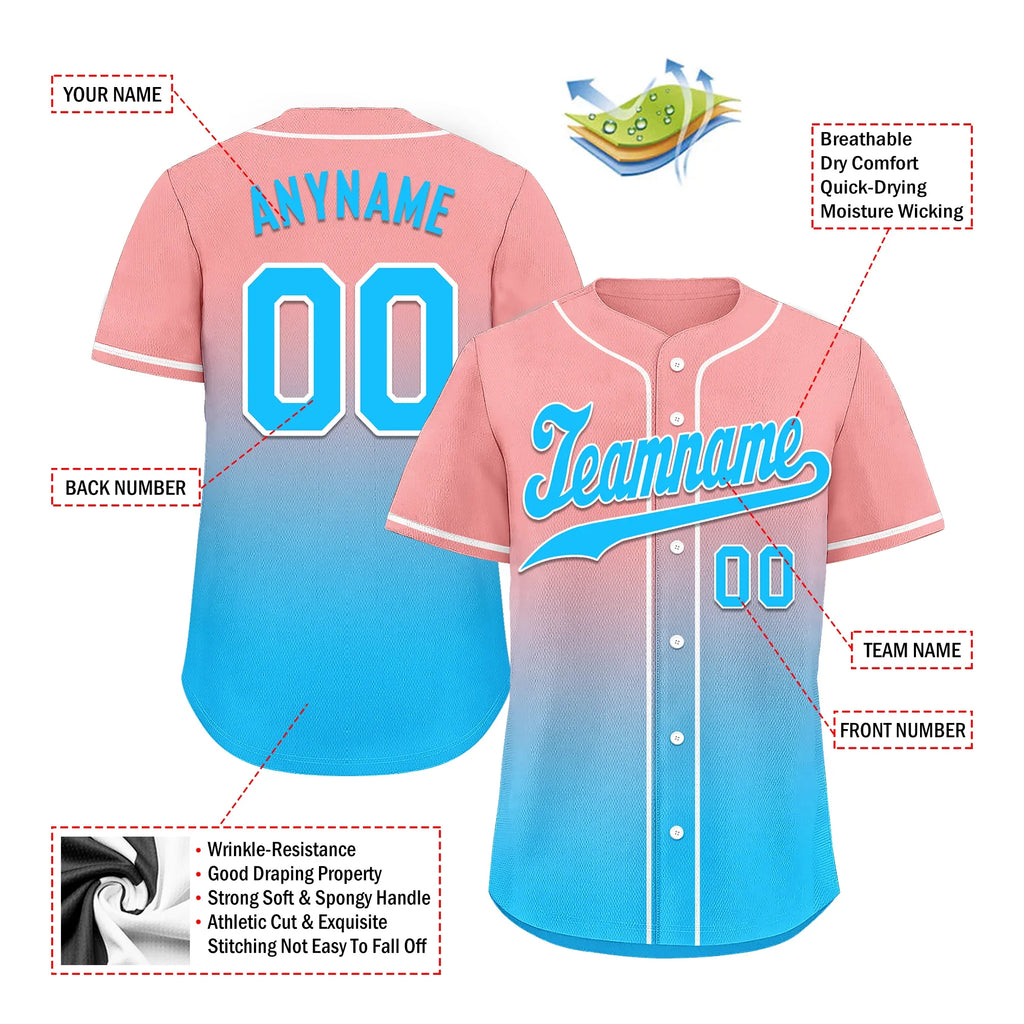 Custom Pink Blue Fade Fashion Personalized Authentic Baseball Jersey BSBJ01-D0a70f8 - Coolcustomize