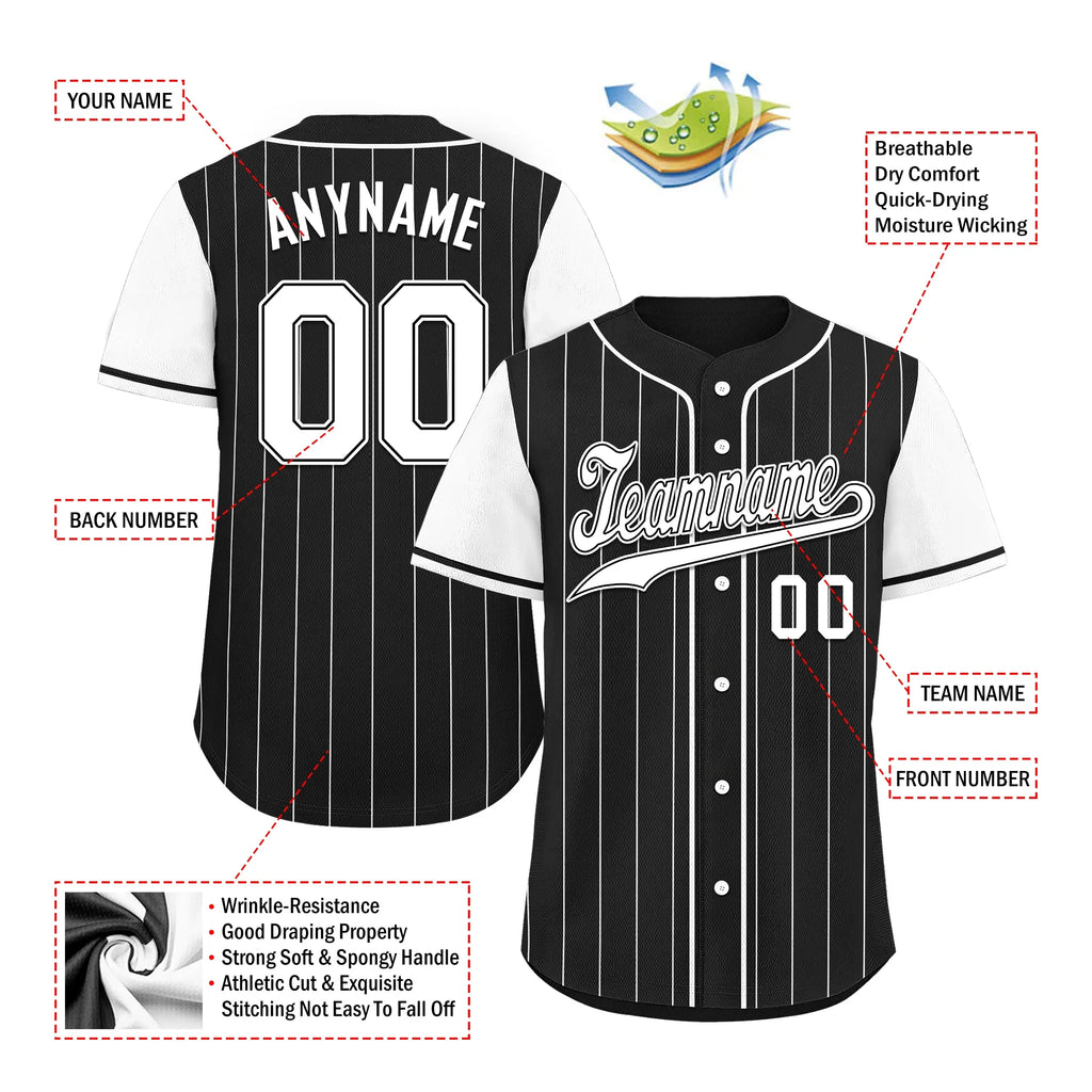Custom Black White Stripe Fashion Personalized Authentic Baseball Jersey BSBJ01-D017239 - Coolcustomize