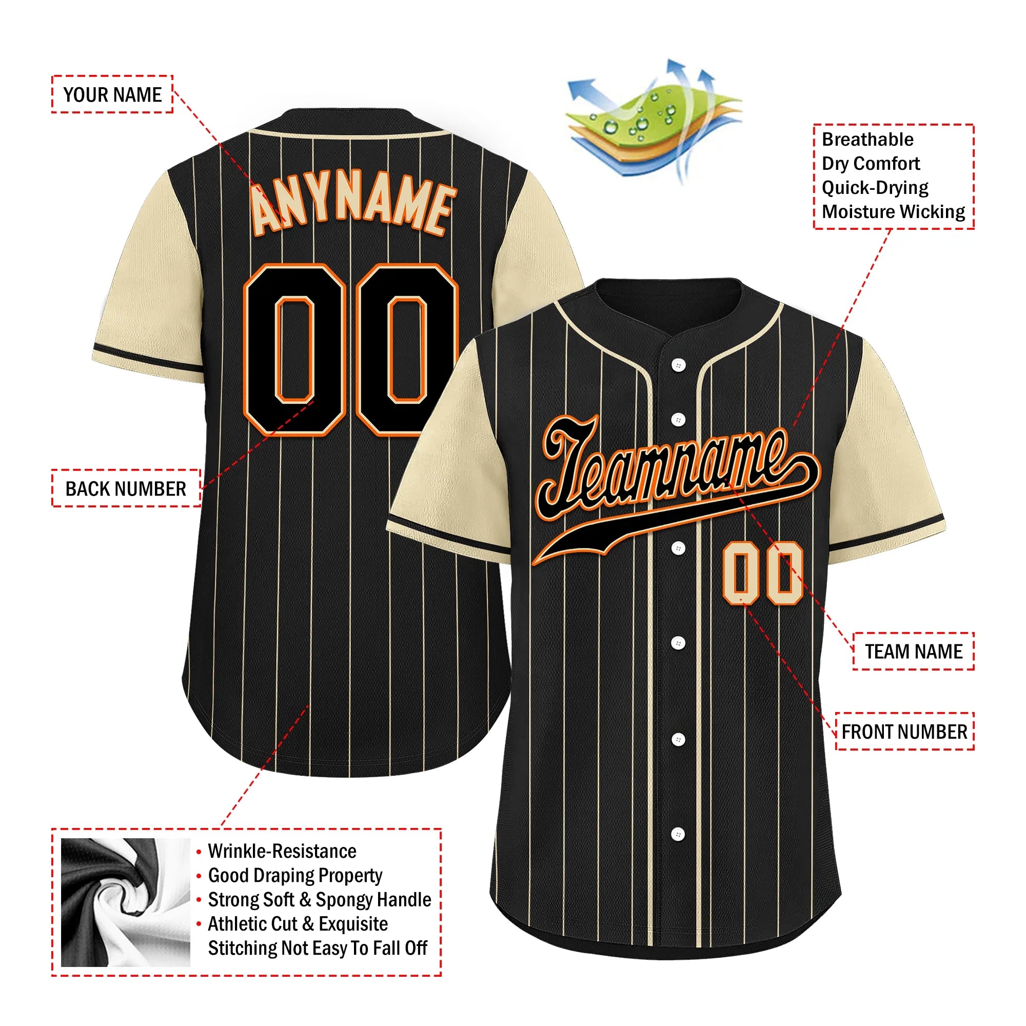 Custom Black Yellow Stripe Fashion Personalized Authentic Baseball Jersey BSBJ01-D017237 - Coolcustomize