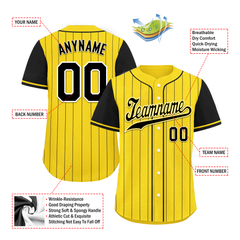 Custom Gold Black Stripe Fashion Personalized Authentic Baseball Jersey BSBJ01-D017218