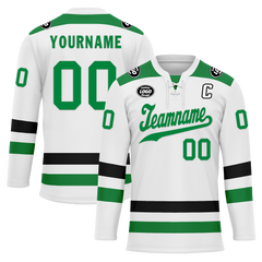 Custom White Green Personalized Hockey Jersey HCKJ01-D0a70b7