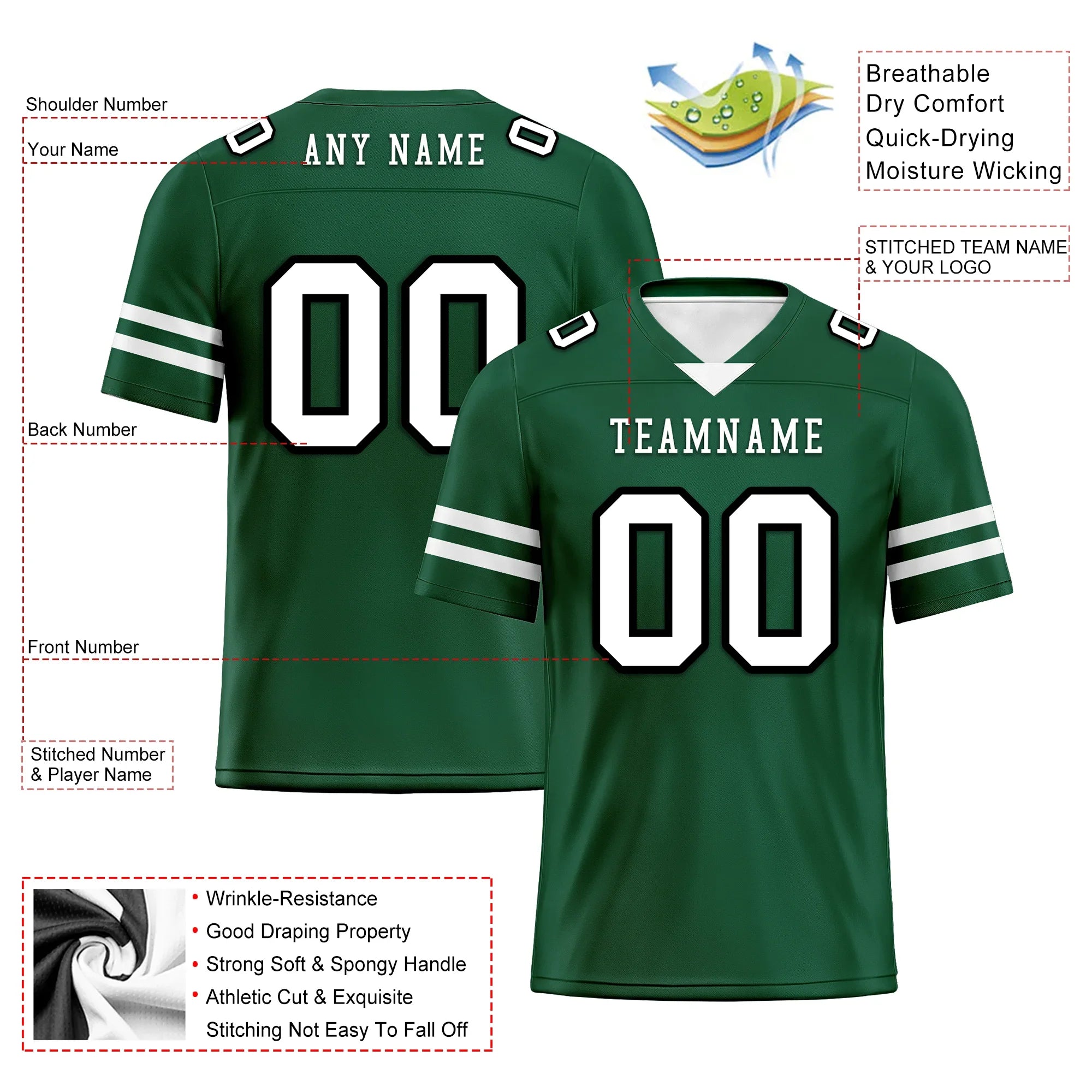 Custom Green Classic Style Personalized Authentic Football Jersey FBJ02-bd0a70a9 - Coolcustomize