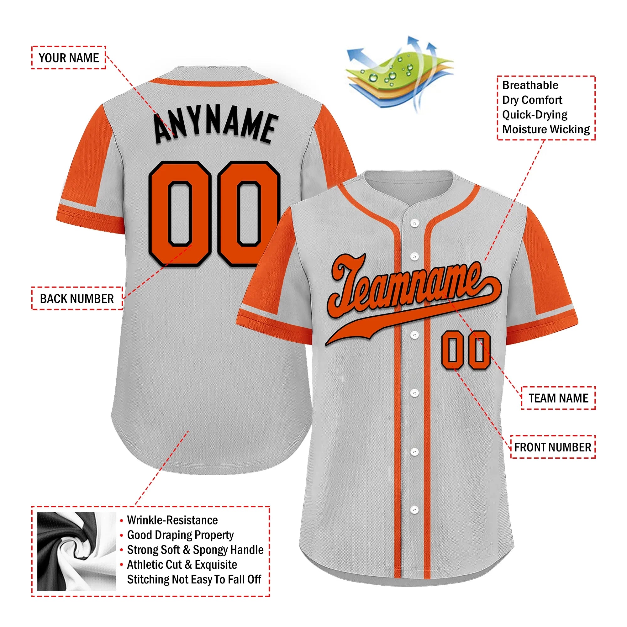 Custom Gray Orange Raglan Sleeves Personalized Authentic Baseball Jersey BSBJ01-D017187 - Coolcustomize
