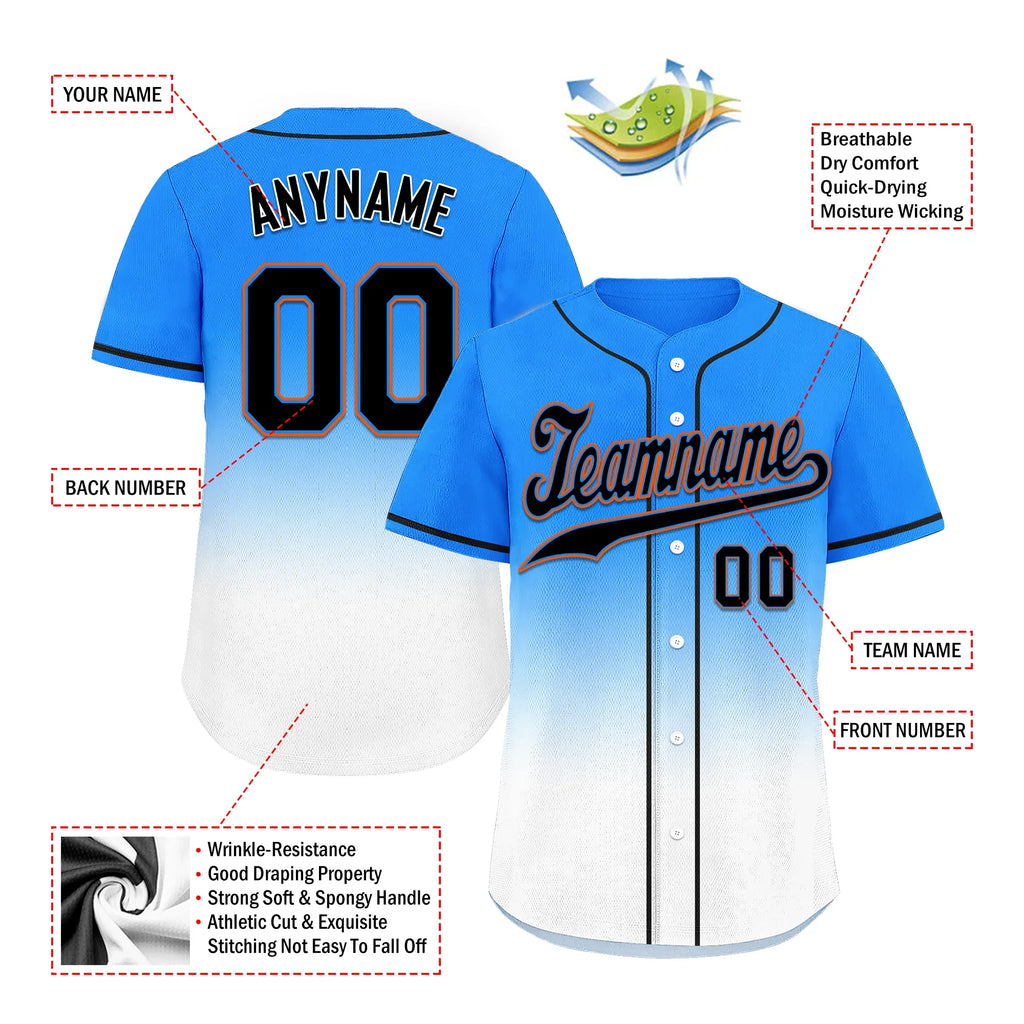 Custom Blue White Fade Fashion Personalized Authentic Baseball Jersey BSBJ01-D0a70ef - Coolcustomize